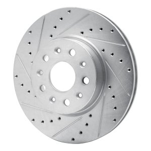 Cadillac CT5 Brake Rotor (1) - Front Left - R1 Concepts - Drilled & Slotted - Silver - `16-`25
